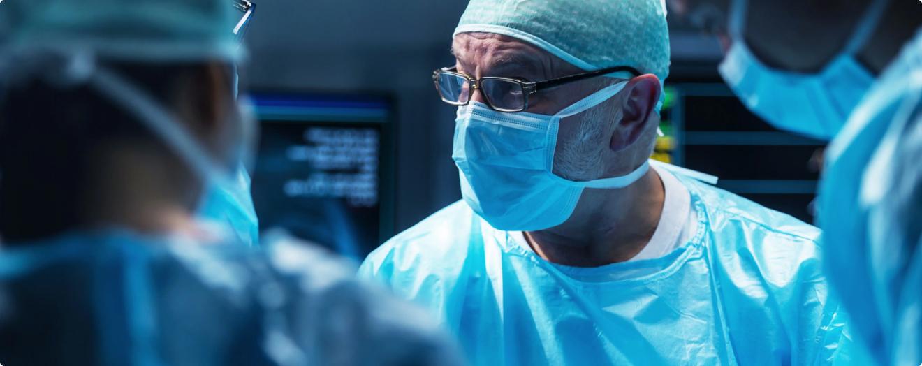 Operating room with surgical team