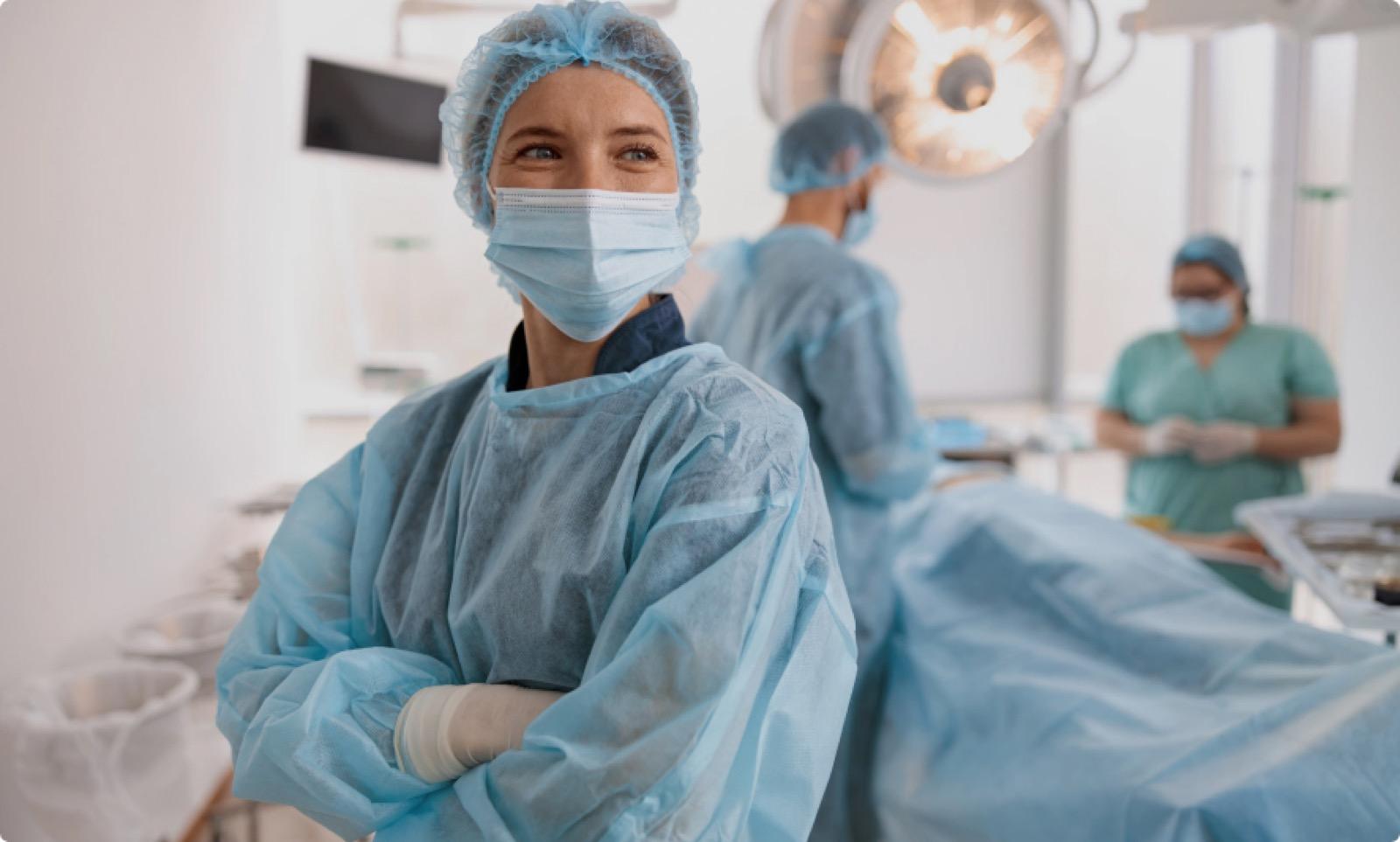 Surgical team performing an operation